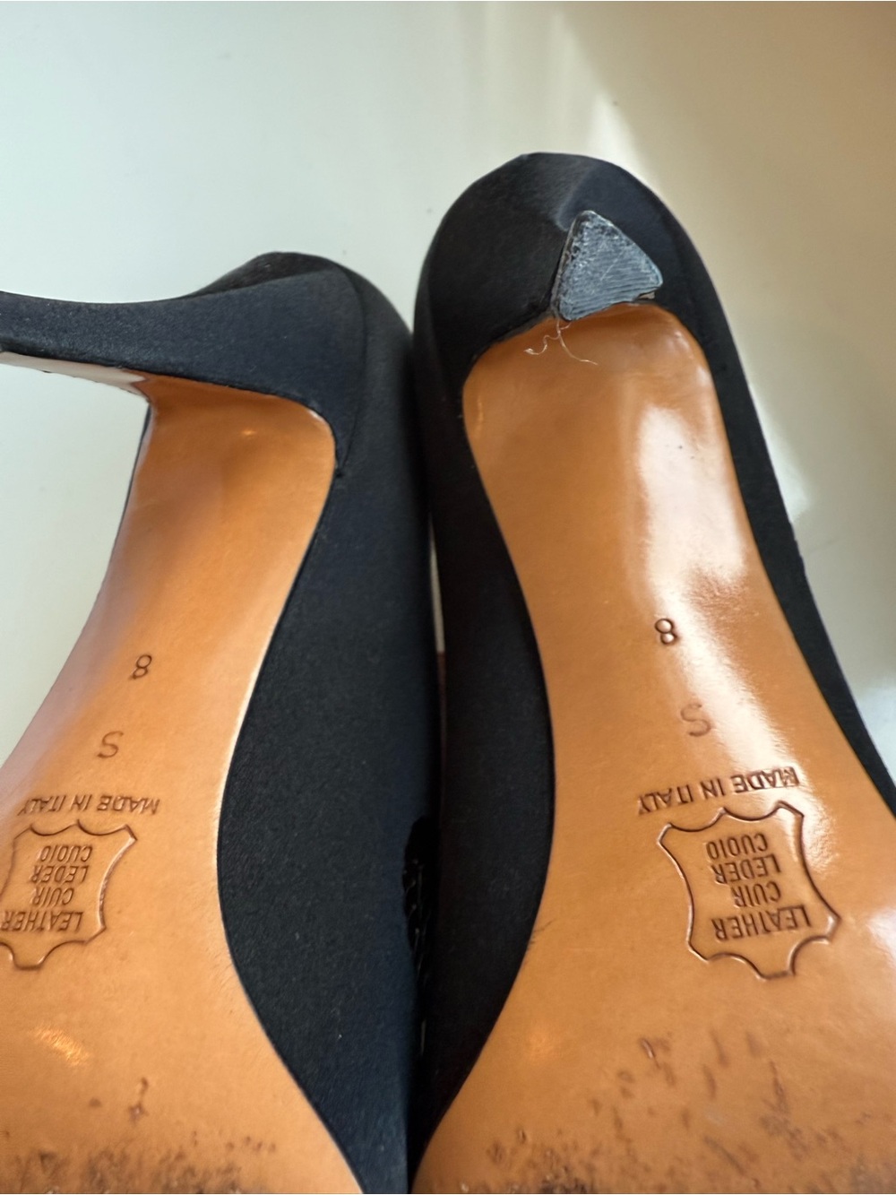 Yves Saint Laurent Black Satin Pumps with Blue and Gold Sequin Medallions - Picture 10 of 13